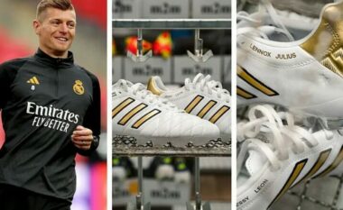 Këpucët e fundit të Toni Kroos me Real Madridin: Ngjyrë ‘ari’, gruaja dhe fëmijët e tij… madje edhe emrat e qenve
