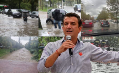 Vetëm pak minuta shi përmbyt rrugët e Tiranës (VIDEO)