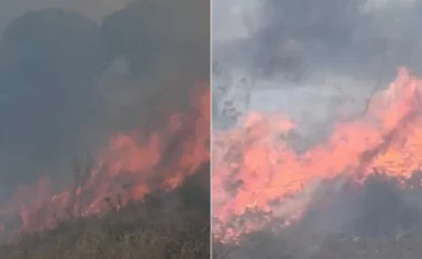 Zjarr i qëllimshëm në Gjirokastër, flakët rrezikojnë banesat