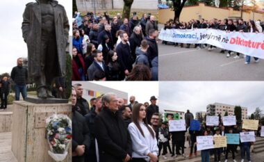 Dita e Rinisë/ Të rinjtë e FRPD-së marshojnë nga Qytet Studenti tek Kryeministria, i pranishëm edhe Berisha