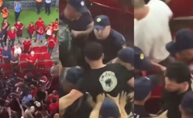 Policia nxorri tifozin nga stadiumi, Berisha publikon pamjet: As në Beograd nuk ndodh, e larguan se kishte një bluzë të UÇK (VIDEO)