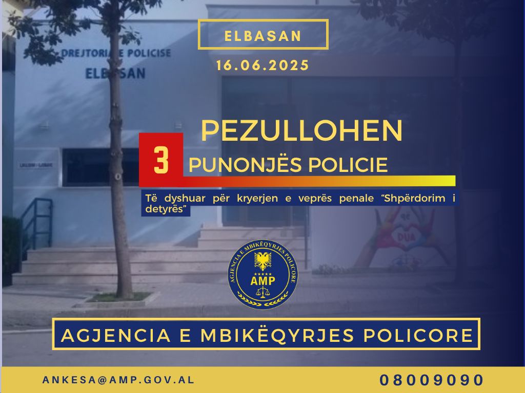 Akuzohen për shpërdorim detyre, AMP pezullon 3 punonjës policie në Elbasan
