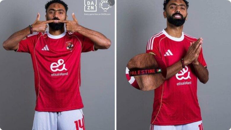 FIFA heq foton promovuese të futbollistit të Al Ahly për shkak të byzylykut ‘Liri për Palestinën’