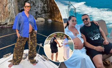 Dafina Zeqiri pozon me barkun e rrumbullakosur në jaht – shijon bukuritë e Karaburunit me bashkëshortin