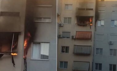Panik në Tiranë, apartamenti përfshihet nga flakët, zjarrfikësja në vendin e ngjarjes