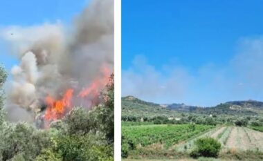 Zjarr masiv pranë varrezave të fshatit, rrezikohen banesa dhe zonat përreth!