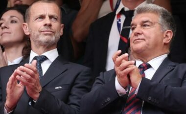 Laporta takohet me presidentin e UEFA-s për ta shpëtuar Barcelonën nga dënimi i rëndë
