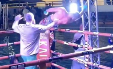 VIDEO / Po festonte fitoren me nokaut – boksierin e zë rryma në litarët e ringut