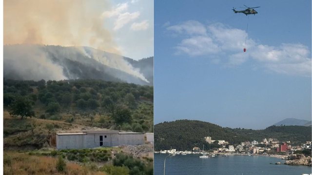 Kodrat e Himarës prej 15 orësh në flakë/ Era përhap zjarrin, nis ndërhyrja nga ajri