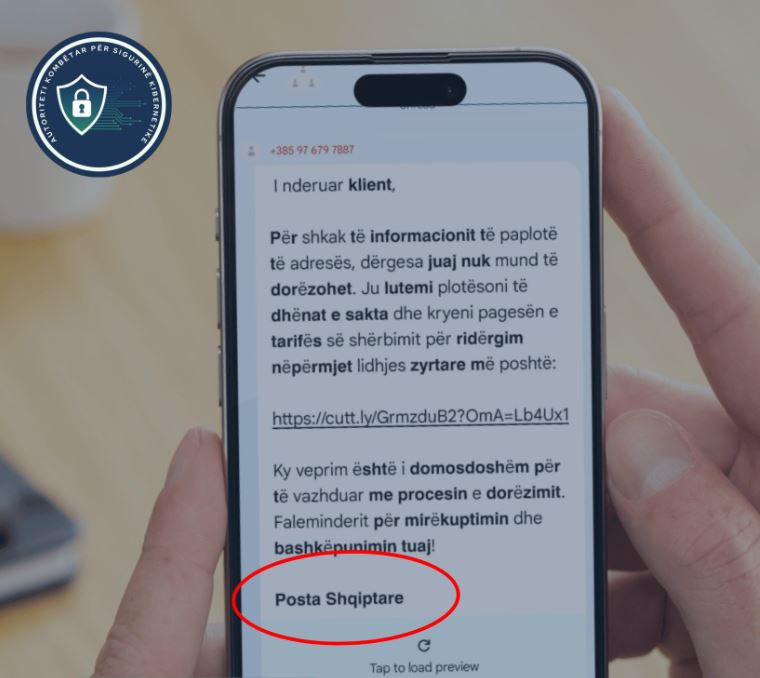 Autoriteti Kombëtar për Sigurinë Kibernetike zbulon skemën mashtruese me mesazhe telefonike në emër të Postës Shqiptare: Qytetarët të mos japin të dhënat bankare apo të kartës së kreditit