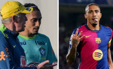 Tifozët e Barçës bëjnë shaka për atë që mund të kenë biseduar Ancelotti dhe Raphinha