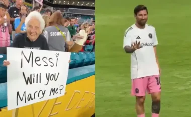 VIDEO / “Mosha është vetëm një numër”, tifozja 98-vjeçare nuk heq dorë nga Messi, këtë herë zbret në fushë dhe…