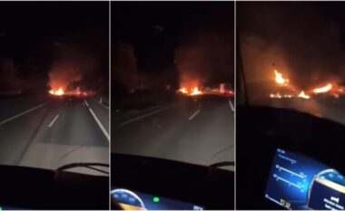VIDEO / Dalin pamjet ku shihet vetura e Diogo Jotas duke u djegur disa minuta pas aksidentit