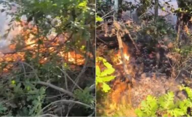 Zjarr i fuqishëm në fshatin Miras të Devollit, forcat zjarrfikëse në terren