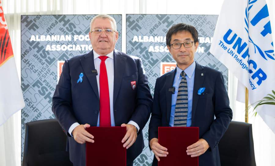 fshf-nenshkruan-memorandum-mirekuptimi-me-unhcr-presidenti-duka-te-ndihmojme-ne-permiresimin-e-jetes-se-refugjateve-permes-futbollit