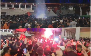VIDEO/ Pak para ndeshjes ndaj Serbisë, tifozët “ndezin” atmosferën në kryeqytet