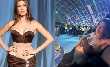 Hailey Bieber e kishte të pamundur të ulej për shkak të fustanit në Galanë e Muzeut të Akademisë