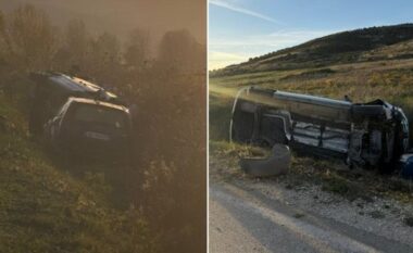 Aksident i rëndë në aksin Vlorë–Kotë/ Pëplasen dy automjete dhe përmbysen në rrugë, një i plagosur niset me urgjencë në spital