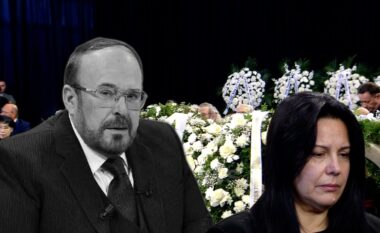 Xhoana Nano dhe ish-bashkëshortja Rexhina në ceremoninë e homazheve për Fatos Nanon