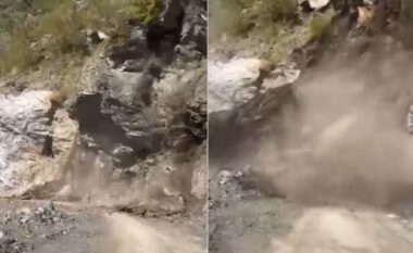 Pamje të frikshme/ Masivi i dheut dhe shkëmbit shkëputet nga mali në Dukagjin (VIDEO)