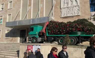 Protesta e PD-së para kryeministrisë, hiqet pema e Krishtlindjeve para Kryeministrisë