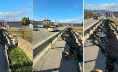 Tjetër skandal/ Shembet bankina në rrugën Pogradec-Qafë Plloçë