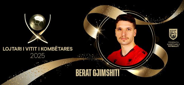 “Topi i Artë 2025” / Kapiteni Berat Gjimshiti zgjidhet “Lojtari i Vitit i Kombëtares”