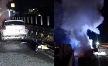 Përfshihet nga flakët automjeti në autostradën Milot–Mamurras, shpëton mrekullisht shoferi