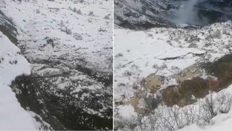 Ndihmë  Jetët tona janë në rrezik   Prag katastrofe në Përmet  Rrëshqitje masive dherash  8 banesa buzë greminës  banori  Shtëpitë dridhen sikur bie tërmet