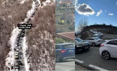 VIDEO/ 25 kilometra trafik, qytetarët “vërshojnë” në Dajtin e zbardhur nga bora, bllokohen për orë të tëra në rrugë