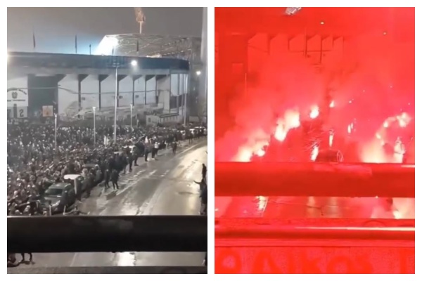 VIDEO/ Pamje drithëruese me brohoritje dhe flakadantë, nderohen 7 tifozët që humbën jetën në aksidentin tragjik