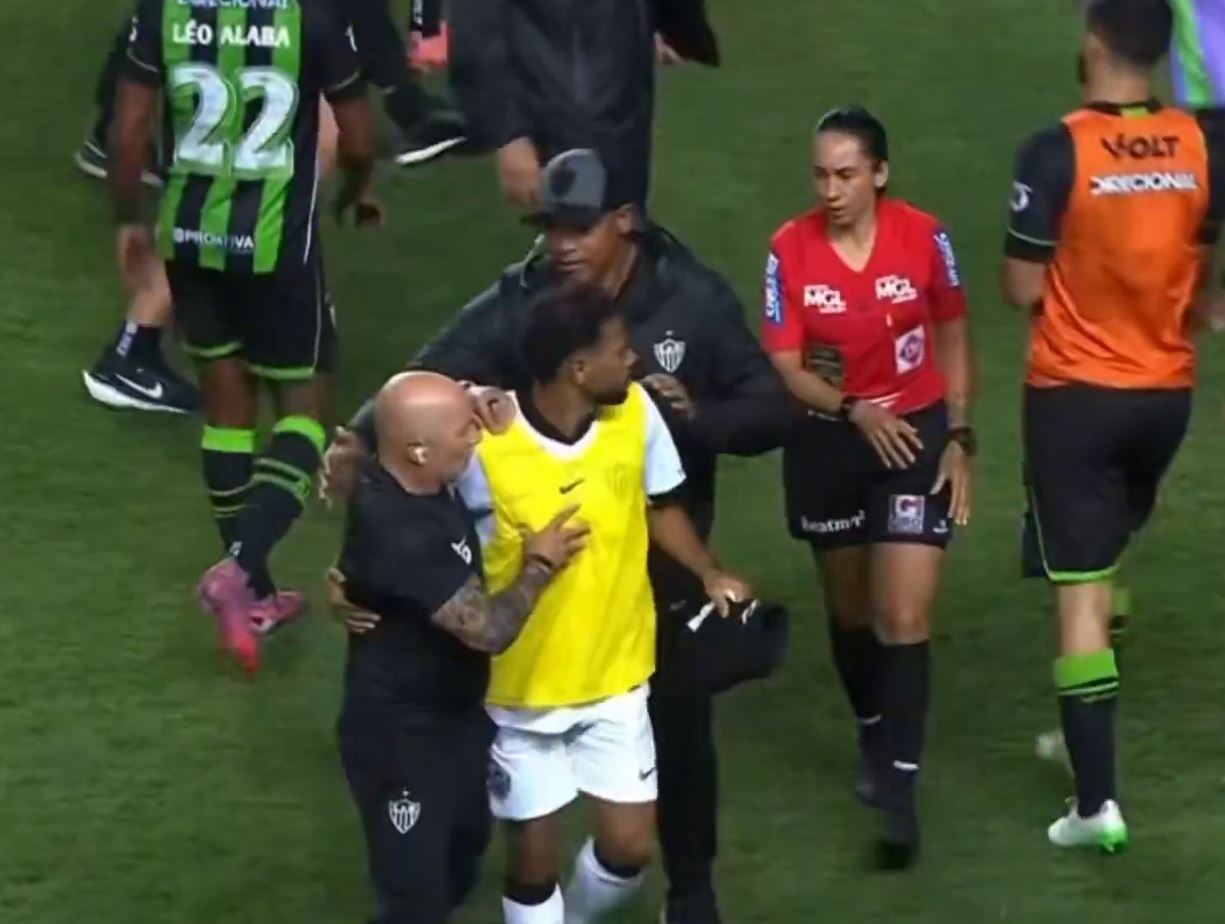 VIDEO/ E tallën për gjatësinë e ti! Plas sherri në fushë, trajnerin argjentinas e nxjerrin me zor nga fusha