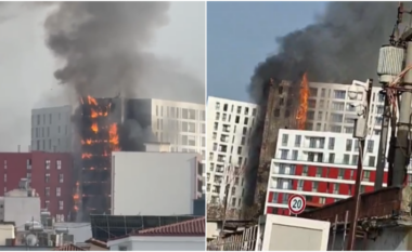 Zjarri përpin pallatin në Tiranë/ Banorët në panik nga flakët, në vendngjarje edhe ministri i Brendshëm, Besfort Lamallari