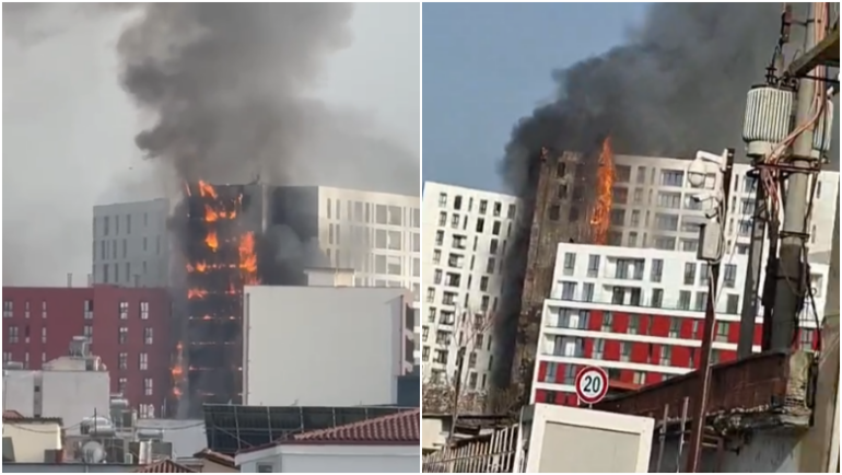 Zjarri përpin pallatin në Tiranë/ Banorët në panik nga flakët, konfliktohen me forcat e rendit