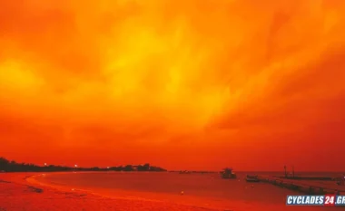 Pamje APOKALIPTIKE në Greqi! Kreta mbulohet nga pluhuri afrikan, qielli bëhet i kuq