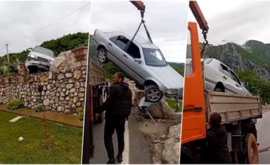 Makina përplaset me murin mbrojtës të një banese në Klos, lëndohet shoferi