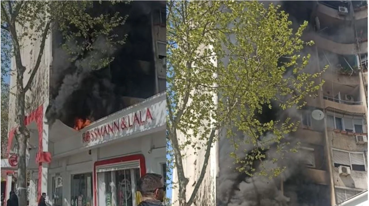 Zjarr në qendër të Tiranës  flakët përfshijnë pallatin