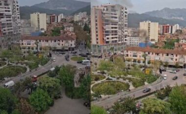 Flakët përfshijnë një apartament në qendër të qytetit të Elbasanit, ndërhyjnë zjarrfikëset (VIDEO)