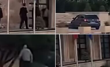 VIDEO/ Incident para Kryeministrisë, automjeti përfundon në shkallët e godinës, shkelmon derën e institucionit