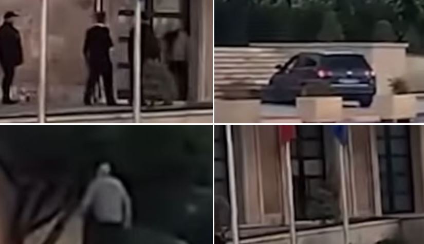 VIDEO/ Incident para Kryeministrisë, automjeti përfundon në shkallët e godinës, shkelmon derën e institucionit