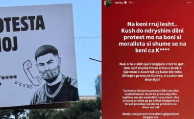 Deklaroi se nuk do të dilte në protestë dhe se ishte pro investimit, NOIZY, “shfaqet” në pankarta