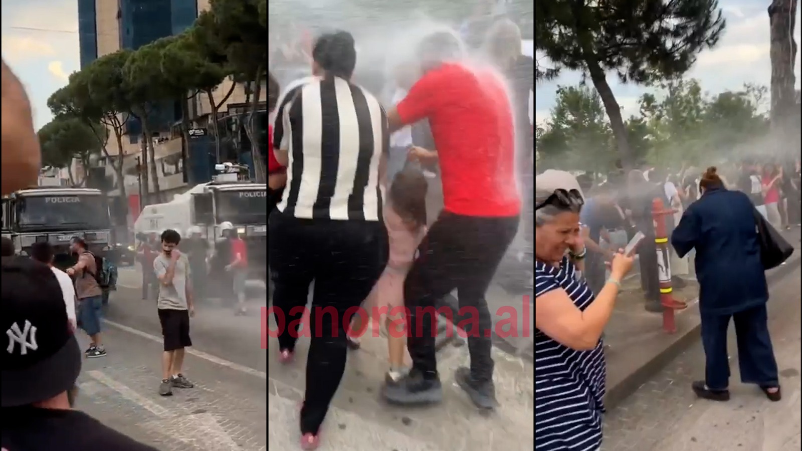 VIDEOLAJM  Skandal  momenti kur policia hodhi ujë me presion dhe ndaj prindërve me fëmijë të vegjël që dolën në protestë