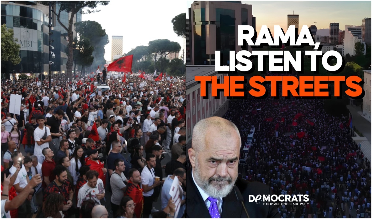 Protestat për dorëheqjen e kryeministrit  Partia Demokratike Evropiane thirrje Ramës  Zgjidh qytetarët mbi betonin dhe pushtetin tënd