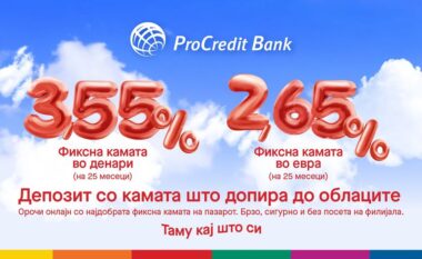 ProCredit Maqedoni sjell depozitë online me interes fiks deri në 3,55% në denarë dhe 2,65% në euro