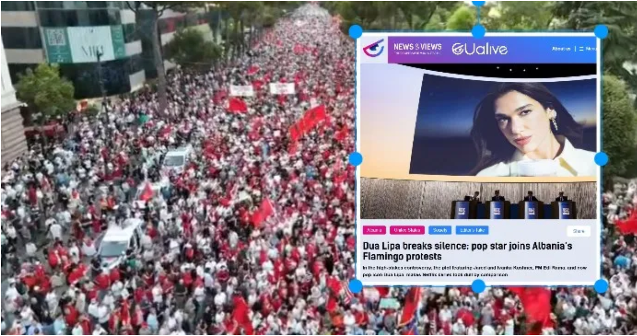 Dua Lipa i bashkohet protestave të Flamingove  Media e huaj  Fjalët e saj janë një refren i goditur kundër qeverisë Rama