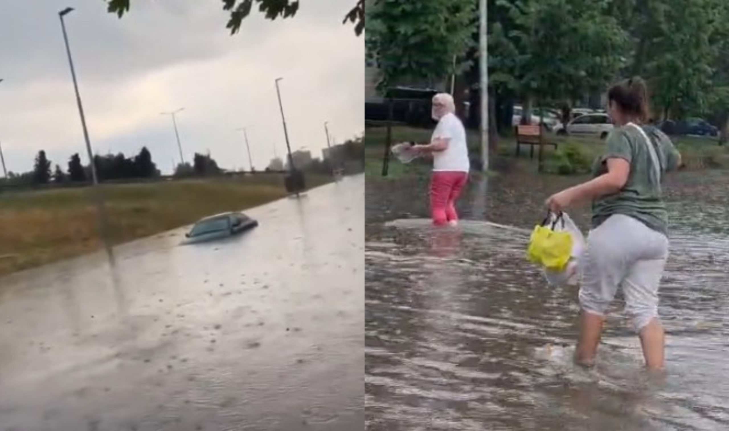 Reshjet e dendura përmbytin zona në Shkup  vështirësi në rrugë dhe kanalizime