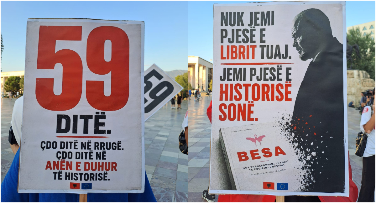 Protesta e 59 të antiqeveritare   Historia i takon atij që del në shesh   mesazhet ironike për Ramën dhe dokumentin  BESA 