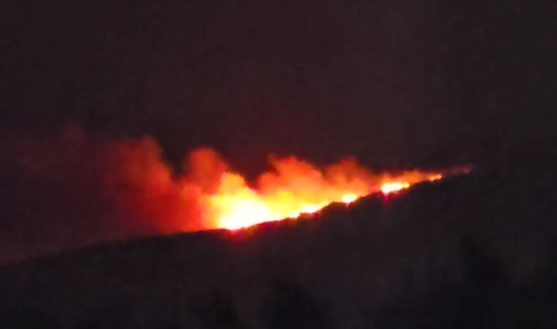 Zjarr në malin e Shashicës mbi Kaninë  era e fortë përhap flakët dhe rrezikon stanet