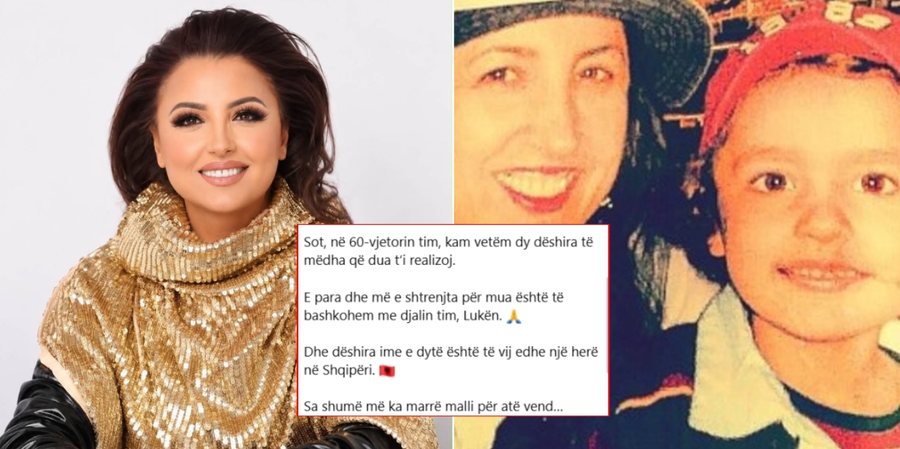 Dy dëshirat e mëdha në 60 vite jetë  e mrekullueshmja Parashqevi Simaku në ditën e veçantë  Sa e dua urimin tënd biri im  më riktheni një herë në Kavajë