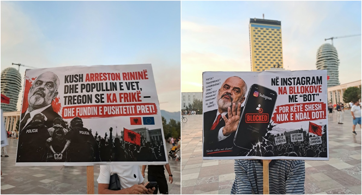 Protesta kundër Ramës hyn në ditën e 97 të  qytetarët mblidhen në sheshin  Skënderbej  dhe kërkojnë dorëheqjen e kryeministrit
